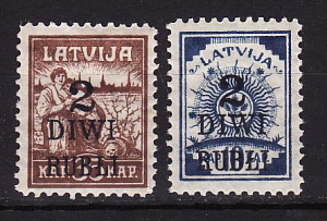 Латвия, 1920-1921, Стандарт, Надпечатка нового номинала, 2 марки